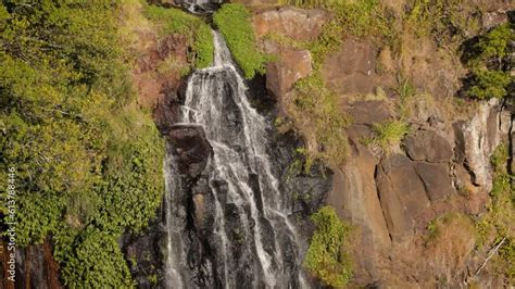 Close View Of Top Of Morans Falls In Afternoon Light Lamington