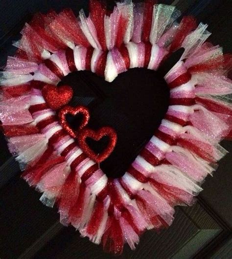 Tulle Heart Shape Wreath Diy Valentines Day Wreath Valentines Day