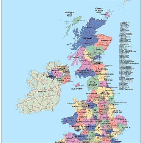 United Kingdom Map With Countries Cities And Roads Map Resources Gambaran