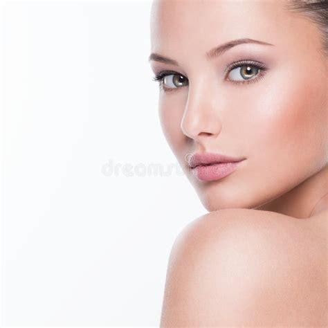 Beautiful Face Of Young Woman With Perfect Health Fresh Skin Stock