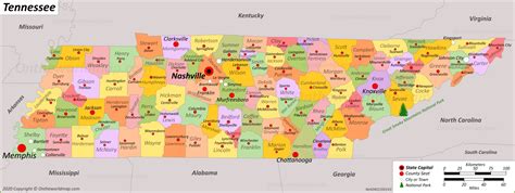 Tennessee Counties Map Extra Large 60 X Laminated Mx