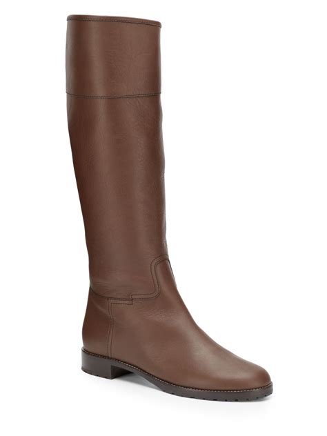 Lyst Giuseppe Zanotti Flat Leather Riding Boots In Brown