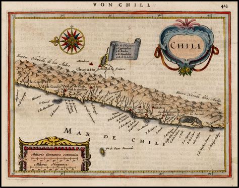 Chile 1628 Map Antique Maps Old Maps