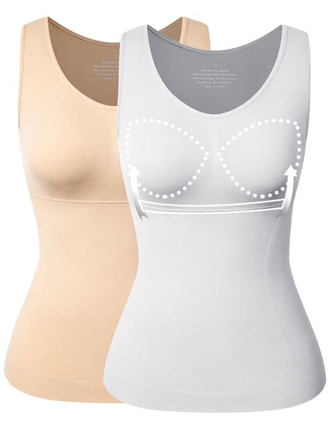 Womens 2 Pack Tummy Control Shapewear Tank Top Seamless Body Shaper Compression Top
