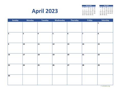 April 2023 Calendar Classic