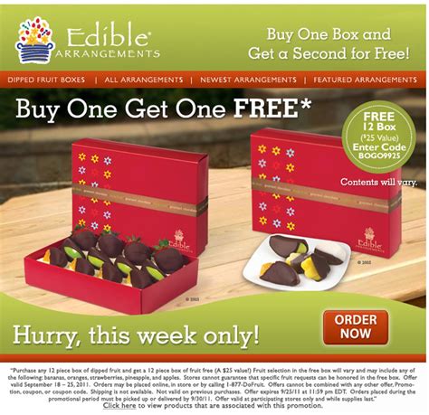 Edible Arrangements Bogo Free 12 Count Chocolate Dipped Fruit
