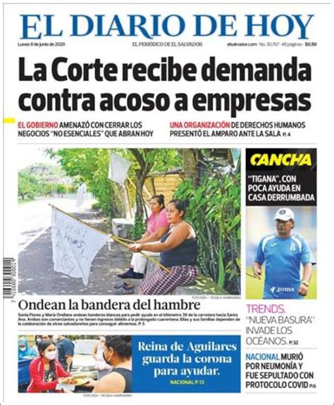 Newspaper El Diario De Hoy El Salvador Newspapers In El Salvador