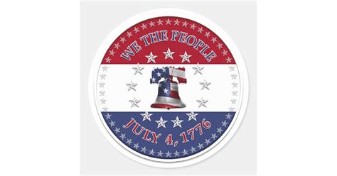 We The People July 4 1776 Bell With 13 And 50 Stars Classic Round Sticker