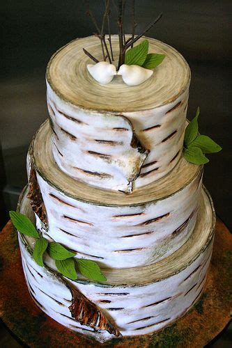 How Cute Is This Birch Bark Rustic Wedding Cake Weddingcake