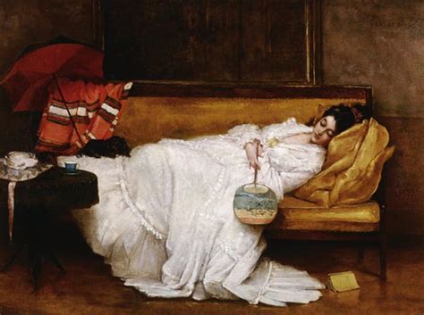 Schlafende Junge Frau Mit Japanischem Fä Alfred Stevens Als Kunstdruck Oder Handgemaltes Gemälde