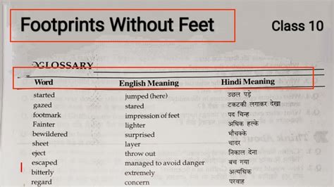 Footprints Without Feet Class 10 Footprints Without Feet Word Meaning