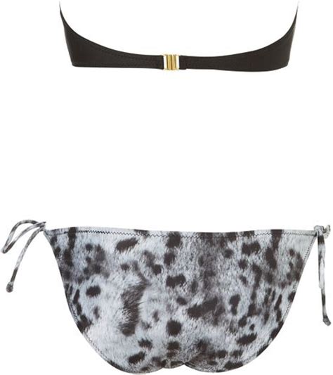Topshop Snow Leopard Bandeau Bikini In Animal Grey Lyst
