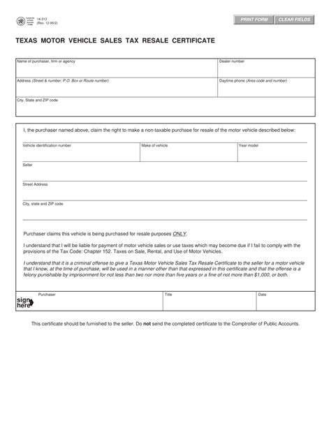 Texas Resale Certificate Fillable Form Printable Forms Free Online