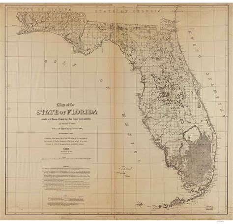 Florida 1875 Us Army Engineers Old State Map Reprint