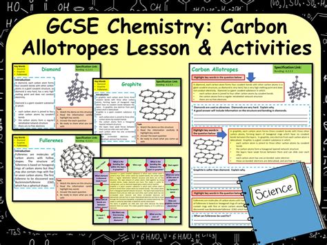 AQA GCSE Chemistry Science Carbon Allotropes Lesson Activities
