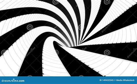 Abstract Background With Animated Hypnotic Tunnel Of Black And White
