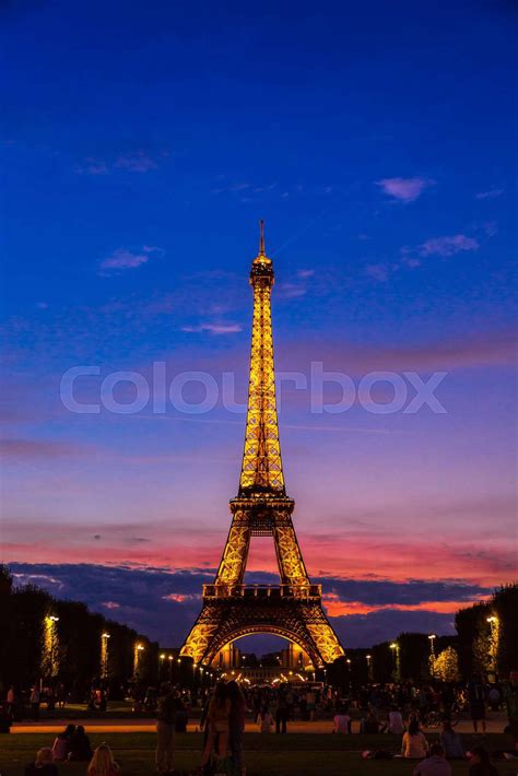 Eiffel Tower At Sunset In Paris Stock Image Colourbox