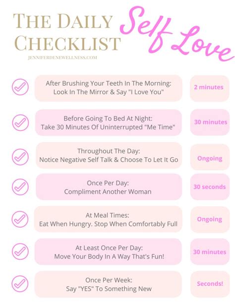 Heres Your Self Love Checklist Jennifer Dene Wellness Self Care