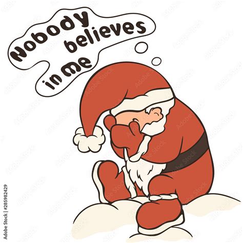 Merry Christmas Cartoon Sad Santa Claus Vector Image Isolated Santa