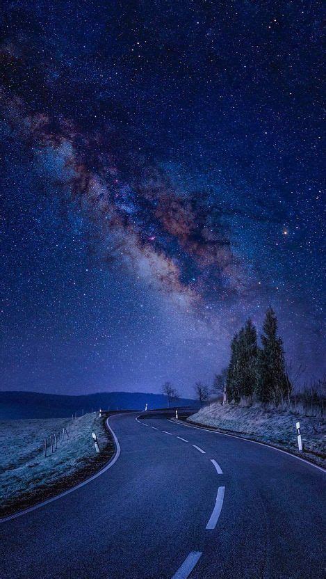 Starry Night Road Galaxy Stars Iphone Wallpaper Iphone