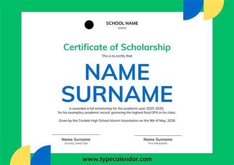 Free Printable Scholarship Certificate Templates Pdf Word Excel
