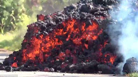Footage Shows Terrifying Wall Of Lava Crawling Across Hawaii Road