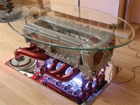The table is a jaguar v12 engine block with a 10mm laminated glass top 110cm x 70cm (1100mm x 700mm). Top Gear coffee table with an engine from Mercedes-Benz to ...