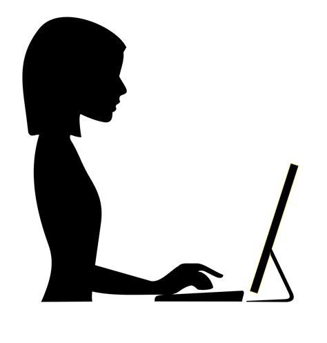 Silhouette Of Female Typing On A Computer Png Icons In Packs Svg