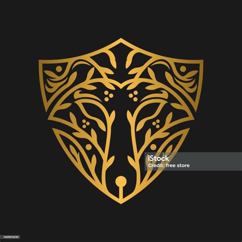Wolf Shield Floral Logo Design Stock Illustration Download Image Now