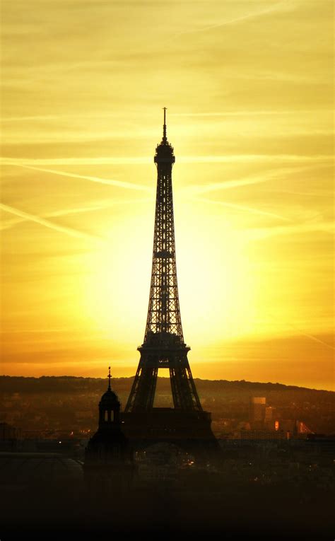 Download Wallpaper 950x1534 Sunset Eiffel Tower Paris City Iphone