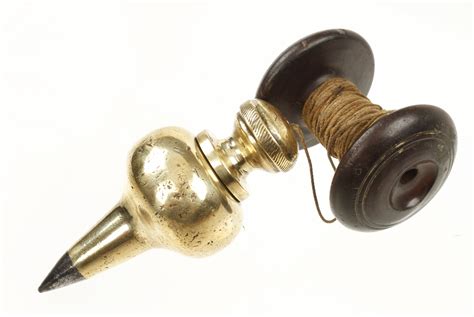 An Early 19c Steel Tipped 4 Brass Plumb Bob With Knurled Screw On Rosewood Reel G