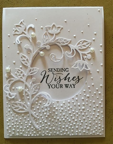 Beautiful Handmade Card All White Die Cut Flourishes And