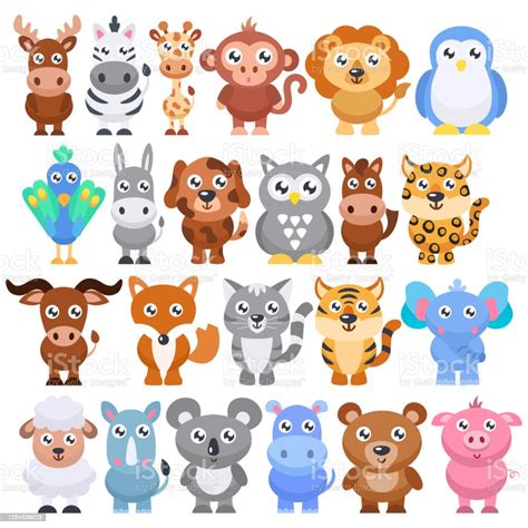 Collection Of Cute Cartoon Animals Stock Illustration Download Image