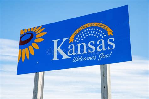 Welcome To Kansas Highway Sign Stock Image Image Of Travel Highway