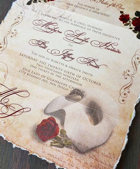 Vintage Phantom Of The Opera Invitations With Deckled Edges Etsy In 2020 Vintage Invitations