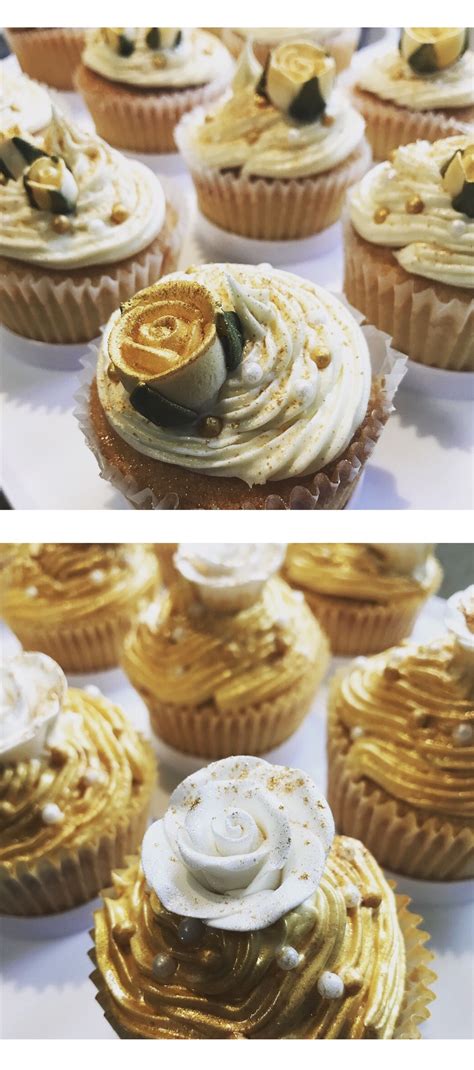 Try cupcakesfilled with jams, caramel, nutella, whipped cream, and more! Cupcake decoration ideas - 50th Wedding Anniversary #gold ...