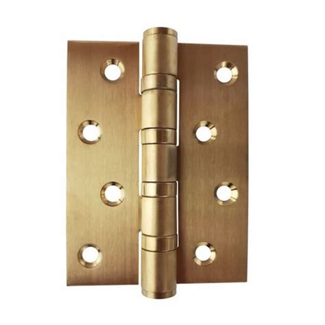 Brushed Brass Door Hinge 100 X 75mm 2 Hinges Fixed Pin