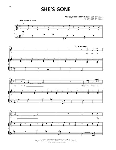 Shes Gone Sheet Music Stephen Martin And Edie Brickell Piano And Vocal