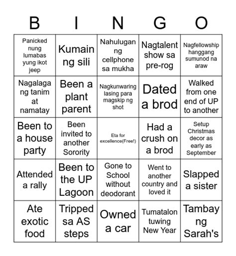 Bingo With The Sisters Bingo Card