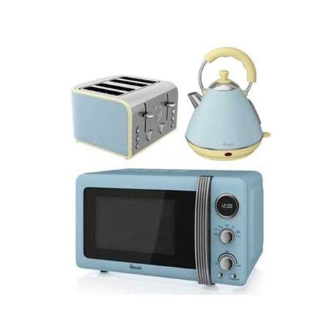 Kitchenaid kettle and toaster blue. Swan Duck Egg Blue Microwave & Pyramid Kettle & 4 Slice ...