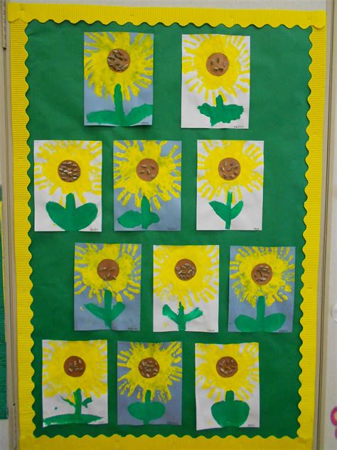 Handprint Sunflowers Preschool Arts And Crafts