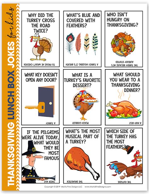 Thanksgiving Lunchbox Jokes Free Printable For Kids