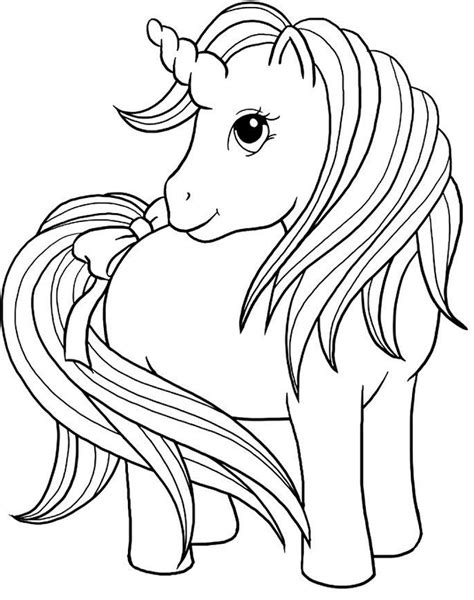 Unicorn With Bow At Tail Coloring Page - Free Printable Coloring Pages for Kids