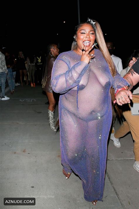 Lizzo Sexy Seen Flaunting Her Boobs In A Hot Revealing Dress At Cardi Bs Birthday Party In Los