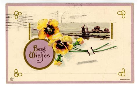 Greeting General Best Wishes Good Luck Etc Postal Ink Crease