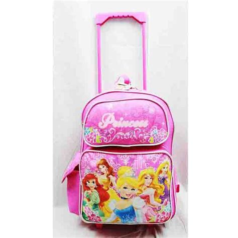 Disney Large Rolling Backpack Disney Princess W Flowers Pink School Bag New A03887