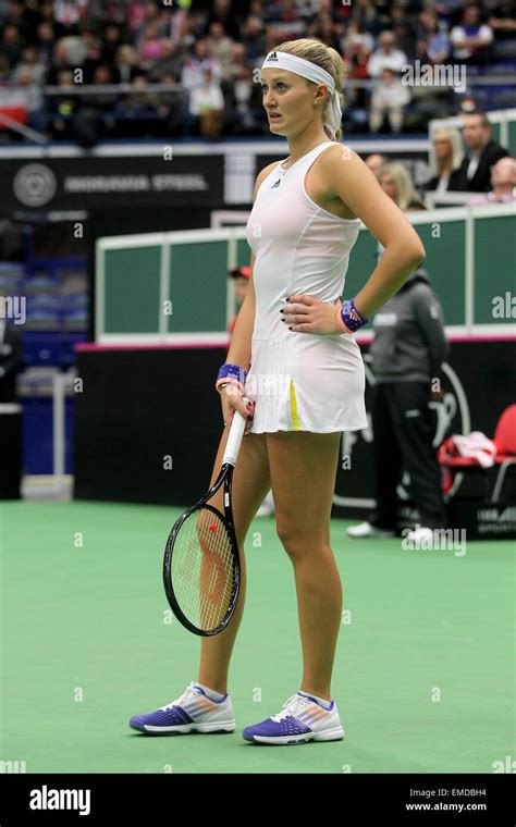 French Tennis Player Kristina Mladenovic In Action During The Semifinal