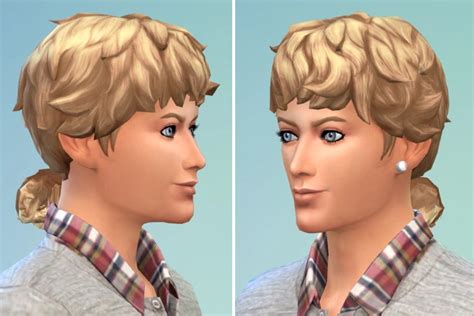 Sims 4 Curly Pony Tail Hair Cc Male Blueskyjes