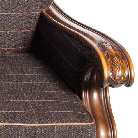 * chesterfield sofa in patchwork style, no two pieces are exactly the same * upholstered in harris tweed c001ym main wool and genuine medium brown leather * all patches of fabrics 20thC Harris Tweed Sofa - The Unique Seat Company