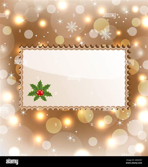 Illustration Template Frame With Mistletoe For Design Christmas Card